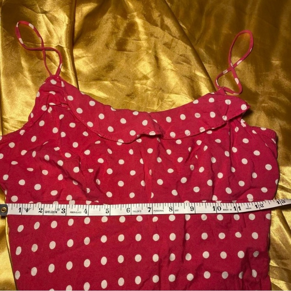 Vintage Trixxi Pink Polka Dot Ruffle Hem Slip Dress | Made in USA - Picture 7 of 7